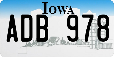 IA license plate ADB978