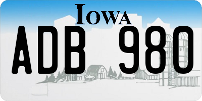 IA license plate ADB980