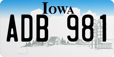 IA license plate ADB981