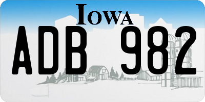 IA license plate ADB982