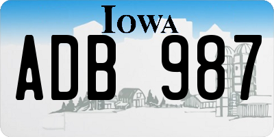 IA license plate ADB987