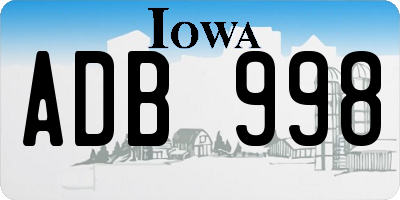 IA license plate ADB998