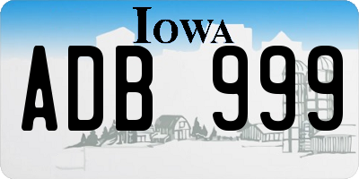 IA license plate ADB999