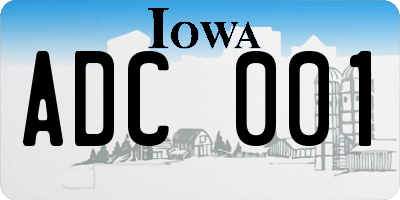 IA license plate ADC001