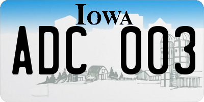 IA license plate ADC003