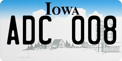 IA license plate ADC008