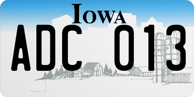IA license plate ADC013