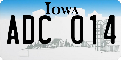 IA license plate ADC014
