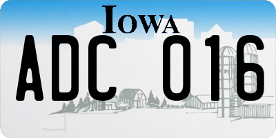 IA license plate ADC016