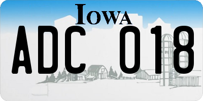 IA license plate ADC018