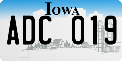 IA license plate ADC019