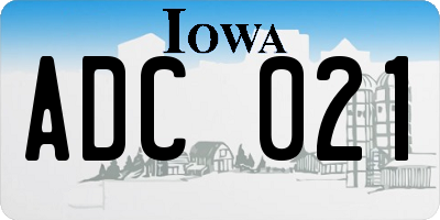 IA license plate ADC021