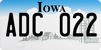 IA license plate ADC022
