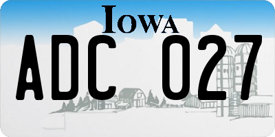IA license plate ADC027