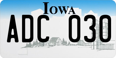 IA license plate ADC030