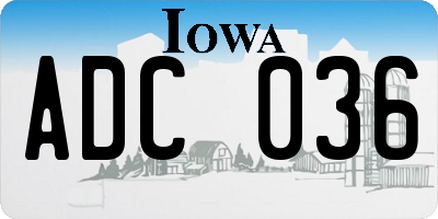 IA license plate ADC036