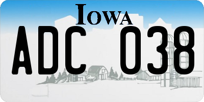 IA license plate ADC038