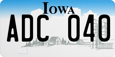 IA license plate ADC040