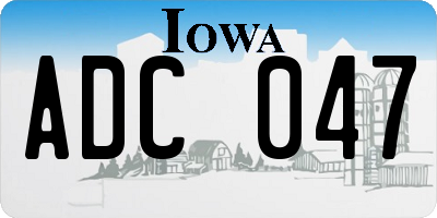 IA license plate ADC047