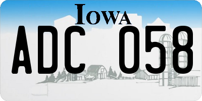 IA license plate ADC058