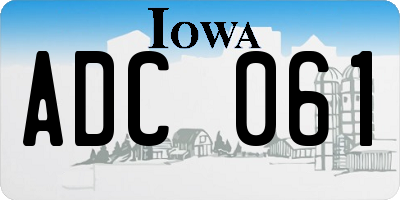 IA license plate ADC061