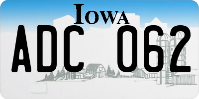 IA license plate ADC062