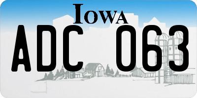 IA license plate ADC063