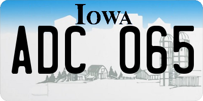 IA license plate ADC065
