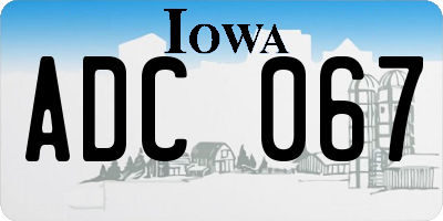 IA license plate ADC067