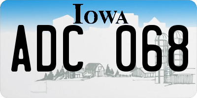 IA license plate ADC068