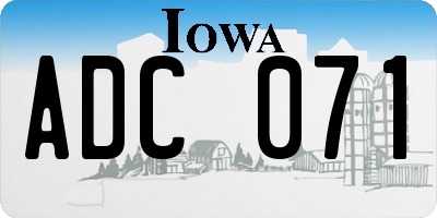 IA license plate ADC071