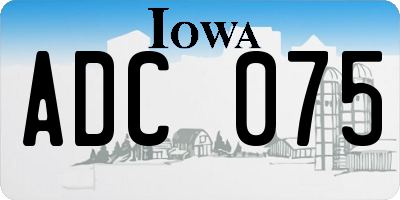 IA license plate ADC075