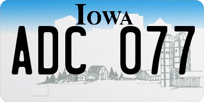 IA license plate ADC077