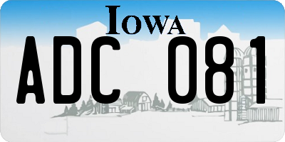 IA license plate ADC081