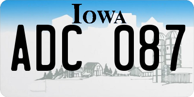 IA license plate ADC087