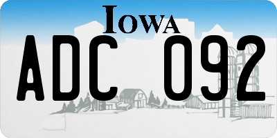 IA license plate ADC092