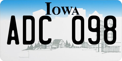 IA license plate ADC098