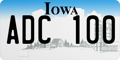 IA license plate ADC100