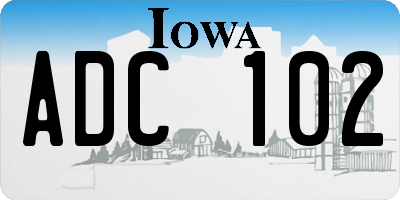 IA license plate ADC102