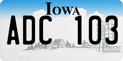 IA license plate ADC103