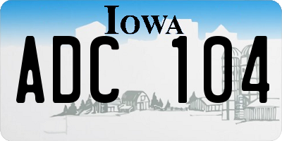 IA license plate ADC104