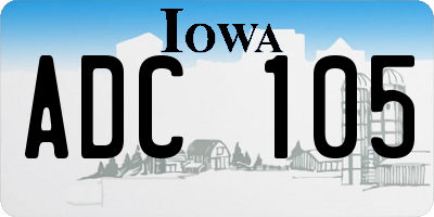 IA license plate ADC105