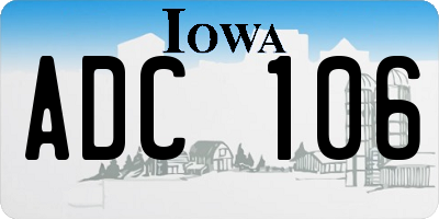 IA license plate ADC106
