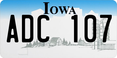 IA license plate ADC107