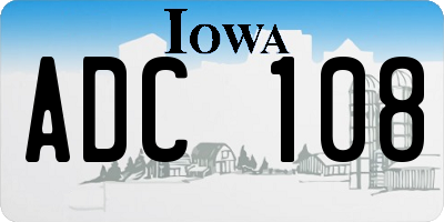 IA license plate ADC108