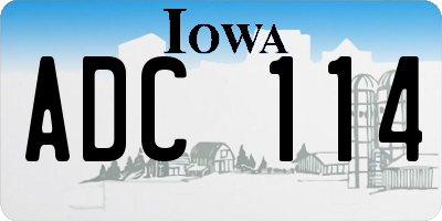 IA license plate ADC114