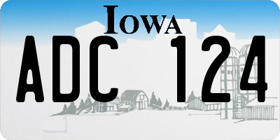 IA license plate ADC124