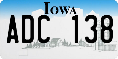 IA license plate ADC138