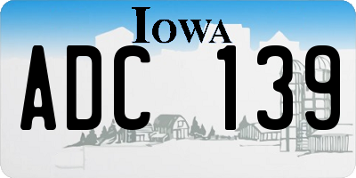 IA license plate ADC139