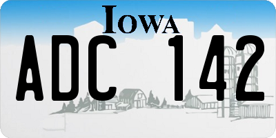 IA license plate ADC142